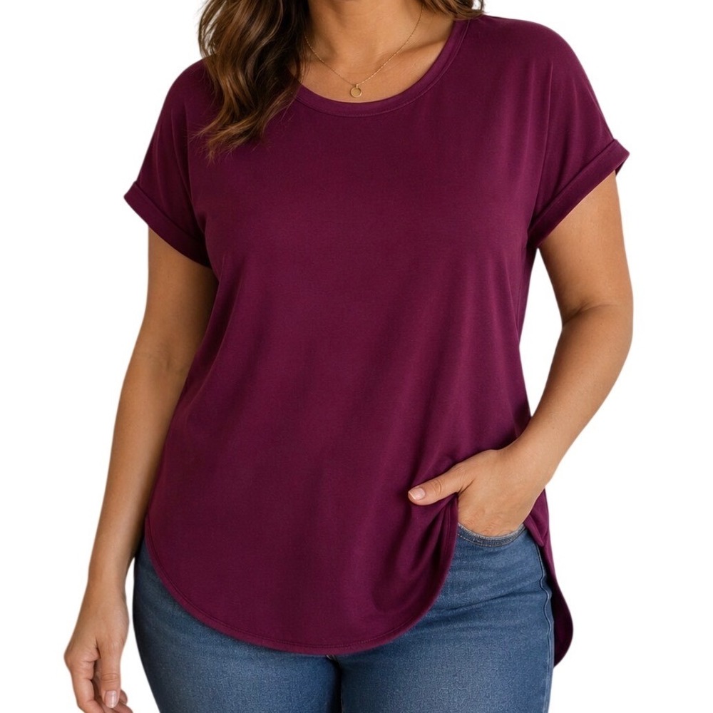 Matty M Tunic Top Medium Red Wine Short Sleeve Capsule Layering Summet